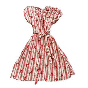 Striped Red and White Midi Dress